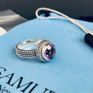 SAMUEL B. Sterling Silver 926 Round Amethyst Ring